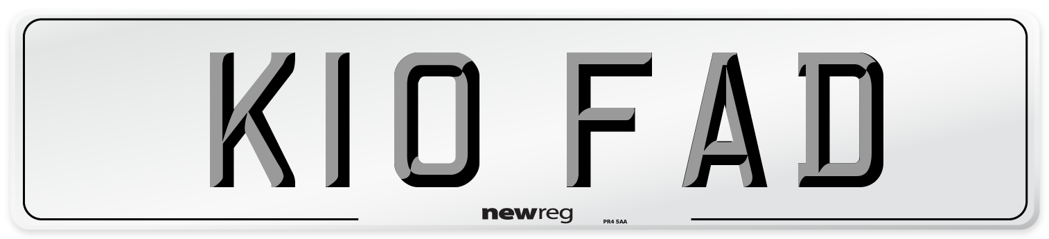 K10 FAD Number Plate from New Reg